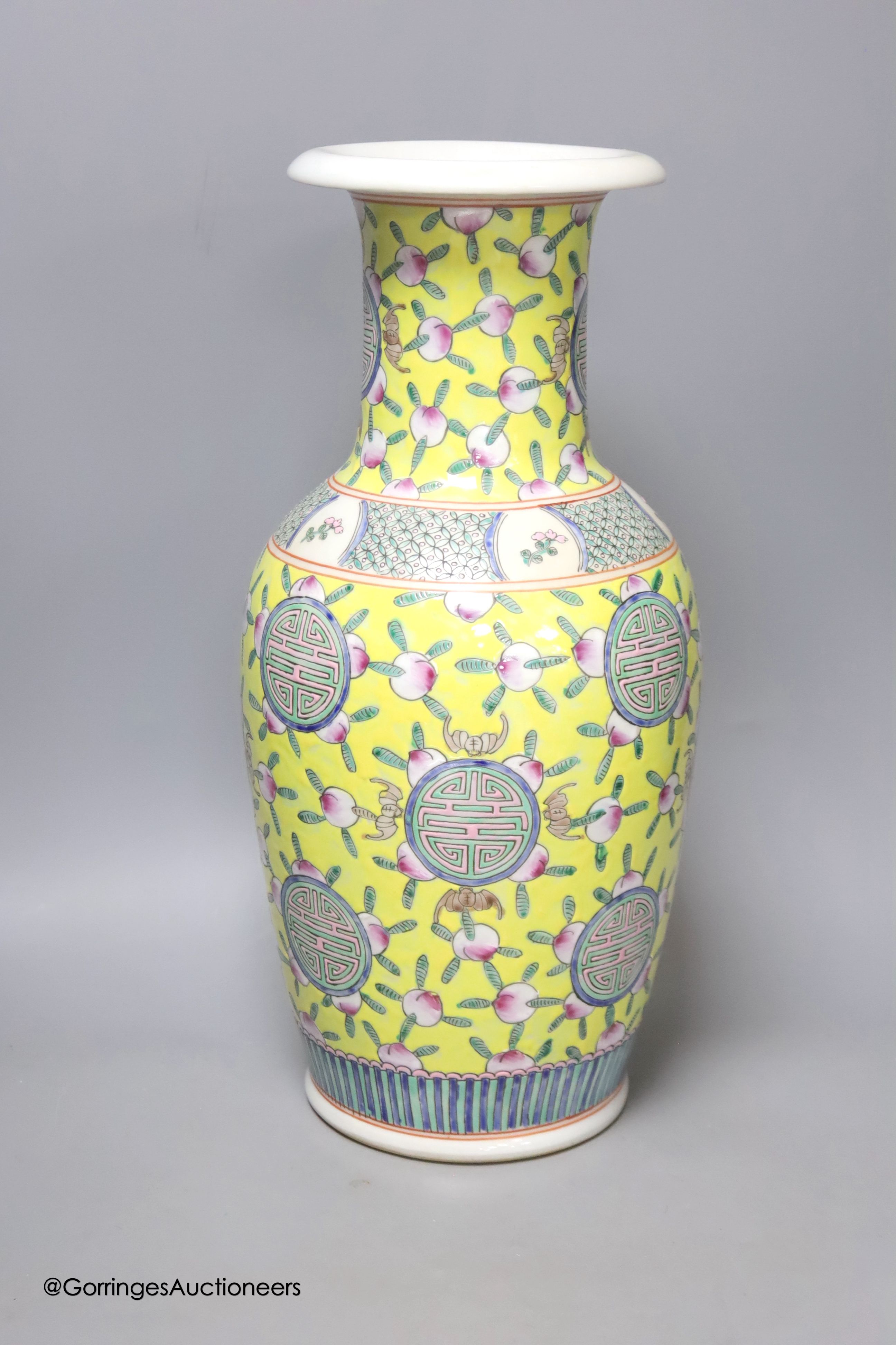 A Chinese yellow ground vase, height 43cm